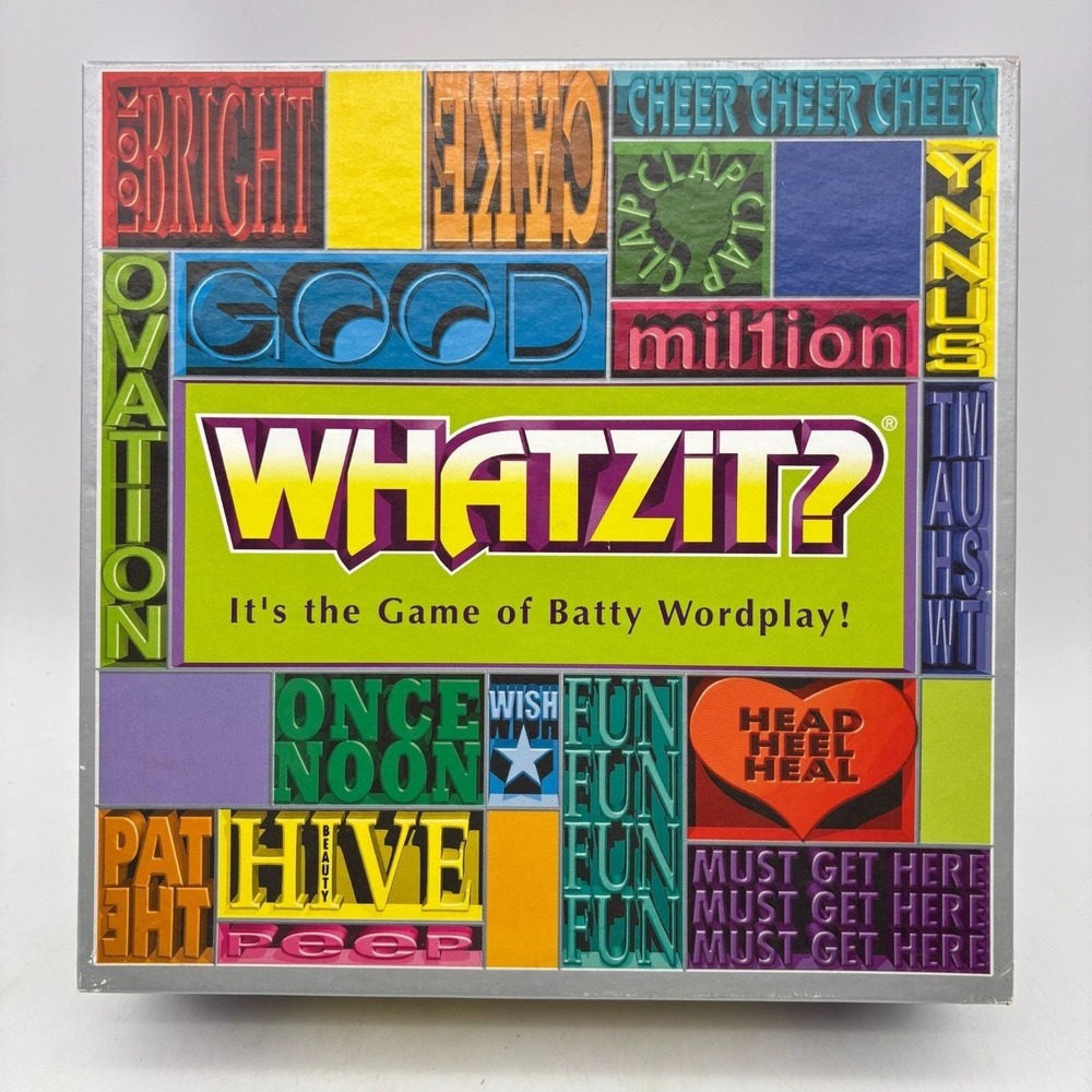 Vintage Whatzit Complete Board Game Warren 2001 Visual Word Puzzles Timer Works